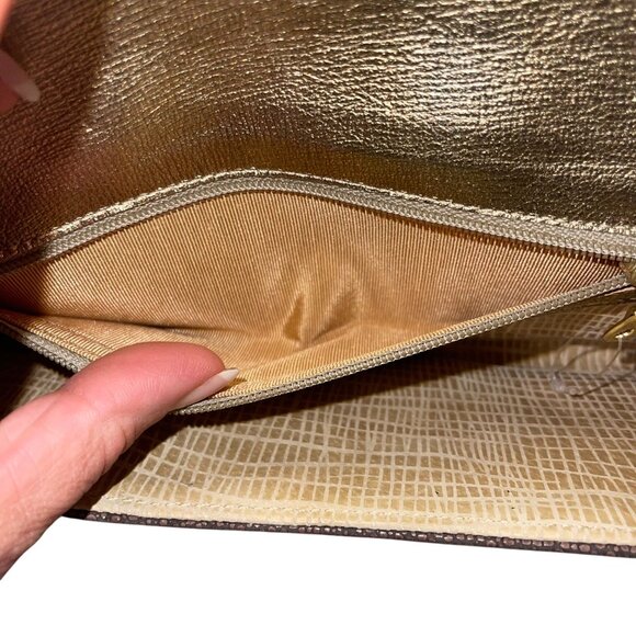 Abas Vintage Womens Clutch Bag Brown Stingray Foldover Envelope Style - Picture 8 of 10